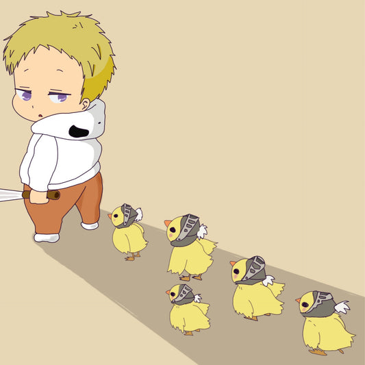 Kotarou with soldier chicks