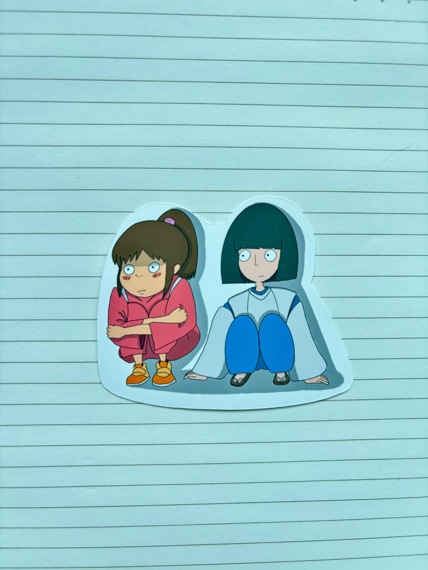 Chihiro and Haku sitting awkwardly sticker