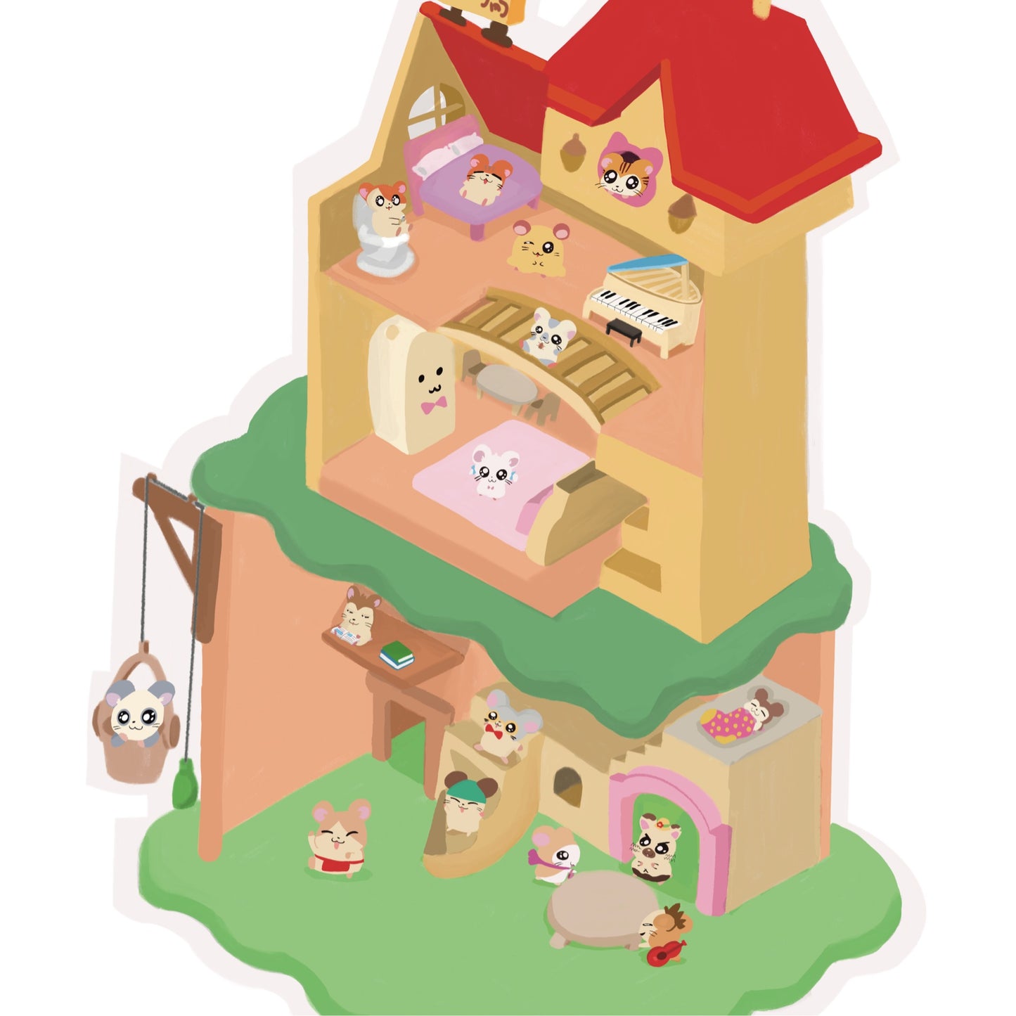 Hamtaro house sticker