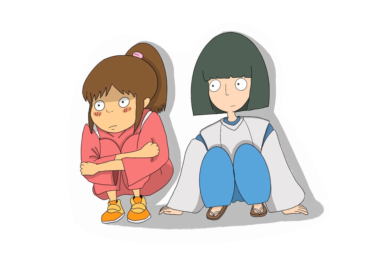 Chihiro and Haku sitting awkwardly sticker