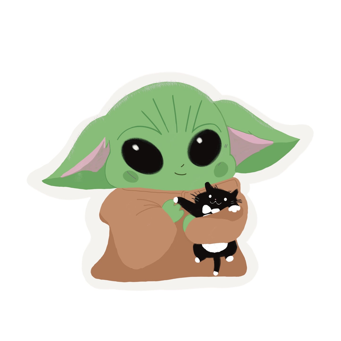 Baby Yoda with cat